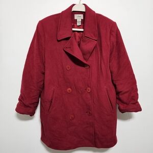 L.L. Bean Womens Wool Peacoat Cashmere Nylon Thinsulate Long Line Red 16 XL